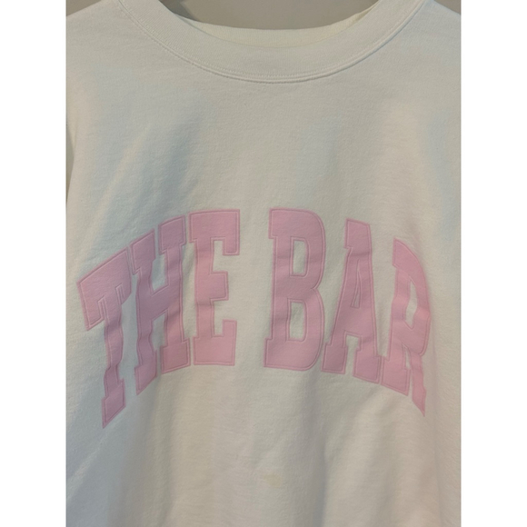 Women's The Bar Varsity Sweatshirt L White/Pink - Picture 5 of 9